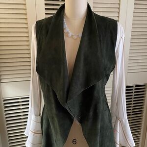 Elegant Dark Green Women's suede Vest by Jackett etc